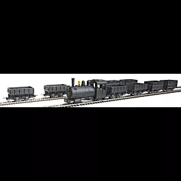 0-4-0T Steam Freight Train-Only Set - Minitrains -- Black, Unlettered