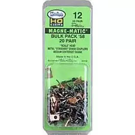 #12 Bulk Pack #58 Scale Knuckle Couplers -- No Draft Gear Boxes20 Pair