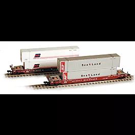 125-Ton Husky Stack Intermodal Well Car w/Containers -- Burlington Northern