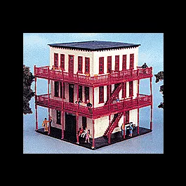 1900s Era Wooden Railroad Hotel -- 5-1/16 x 5-5/16" 13 x 13.5cm
