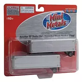 1940s-1960s AeroVan Single Tandem Trailer - Assembled - Mini Metals(R) -- Unlettered (silver) pkg(2)