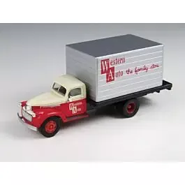 1941-1946 Chevrolet Box Truck - Assembled - Mini Metals(R) -- Western Auto Stores (red, white, silver)