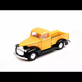 1941-1946 Chevrolet Pickup Truck - Assembled - Mini Metals(R) -- Armour Yellow, Black
