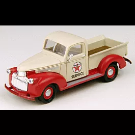 1941-1946 Chevrolet Pickup Truck - Assembled - Mini Metals(R) -- Texaco Service (white, red)