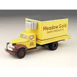 1941-1946 Chevrolet Reefer Truck - Assembled - Mini Metals(R) -- Meadow Gold Dairy Products (Brown, yellow)