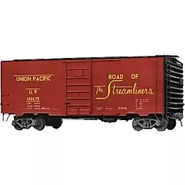 1948 40' PS-1 Boxcar with 6' Door - Ready to Run -- Union Pacific #100675 (Oxide; "Streamliners," "The West" Slogans)