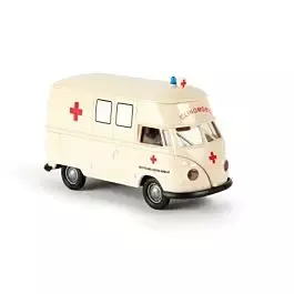 1960-63 Volkswagen T1b High-Roof Cargo Van Ambulance - Assembled -- German Red Cross DRK Clinomobil (ivory, red, German Lettering)