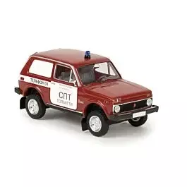 1977 Lada Niva Station Wagon - Assembled -- Russian Fire Department (red, white, Russian Lettering)