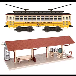 3-Rail New Jersey Trolley Set -- Public Service Trolley, Station Platform, 40" x 50" Oval