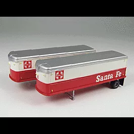 32' Freuhauf Aerovan Trailer 2-Pack - Assembled - Mini Metals(R) -- Santa Fe Railroad Express Service