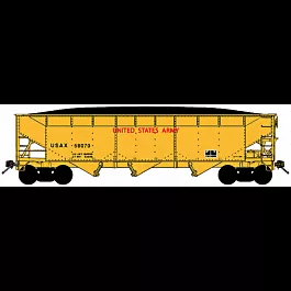 70-Ton Offset-Side 3-Bay Hopper w/Load Single Car - Ready to Run -- United States Army USAX (yellow)
