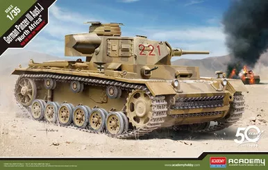 ACADEMY - 1:35 Scale German Panzer III Ausf. J "North Africa" Tank Plastic Military Model Kit (13531)