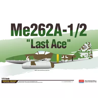 ACADEMY - Fighter Me262A-1/2 "Last Ace" 1:72 Scale Plastic Airplane Model Kit (12542)
