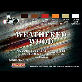 Acrylic Paint Set - Lifecolor(R) -- Weathered Wood Set - 6 Colors