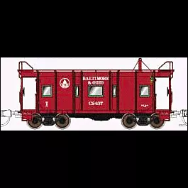 B&O I-12 Wagontop Bay Window Caboose - Ready to Run -- Baltimore & Ohio #C-2437 (1941-45 Scheme, red, white, Capitol Dome Logo)