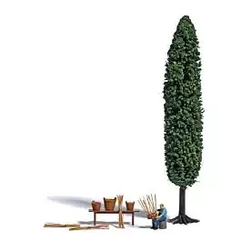 Basket Weaver Miniature Scene -- Figure, Baskets, Table and Poplar Tree