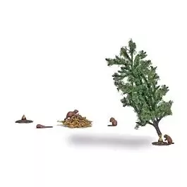 Beaver Lodge with 4 Beavers and Tree Miniature Scene