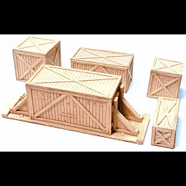 Cast Resin Freight Car Load -- Heavy Crates - Various Pieces pkg(5)