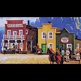 Classic Wooden Western-Style 3-Building Set -- Kit - Grand Hotel, Doctor's Office & Barber Shop