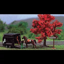 Complete Miniature Scene -- "At The Horse Ranch"