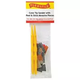 Cone-Tip Sander -- 3 Each of 5 Grit Abrasive Pieces & 2 Handles