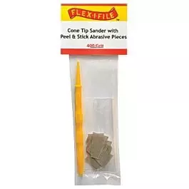 Cone-Tip Sander -- 400 Grit Abrasive Pieces (10) & Handle