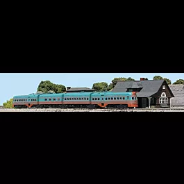 Electric "Electroliner" 4-Car Train Powered -- Chicago, North Shore & Milwaukee #801-802 (Turquoise & Salmon)