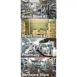 Four Retail Stores Picture Window Photo Interior 4-Pack -- Fits 3 to 3-1/2"7.6 to 8.9cm Wide x 1-5/8"4.1cm Building Storefront