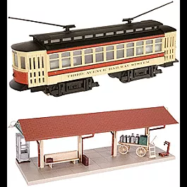 Industrial Rail(TM) Trolley Set 3-Rail -- New York City 3rd Avenue Railway, Station Platform, 40 x 50" Oval