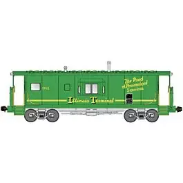 International Car Half-Bay Window Caboose - Ready to Run -- Illinois Terminal 981 (green, yellow, Road of Personalized Services Slogan)