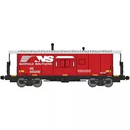 International Car Half-Bay Window Caboose - Ready to Run -- Norfolk Southern #555200 (Shoving Platform; red, white; Medium Horse Head Lo