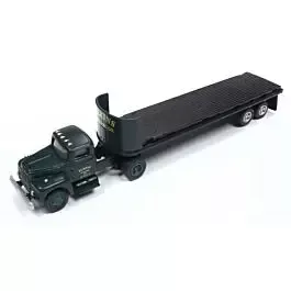 International R-190 with Flatbed Trailer - Assembled - Mini Metals(R) -- Elkins Logging Co.