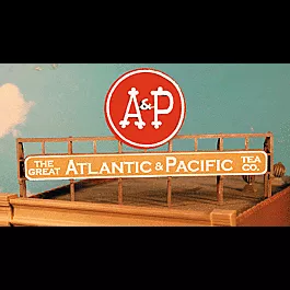 Laser-Cut Wood Billboards - Small, For N & HO -- A&P Supermarkets 1-3/4 x 4"4.3 x 10cm