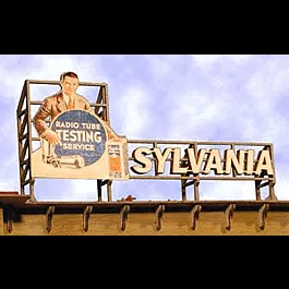 Laser-Cut Wood "Builts" Billboard - Assembled - Large, For HO & O -- Sylvania