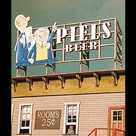 Laser-Cut Wood "Builts" Billboard - Assembled - Small, For N & HO -- Piels Beer