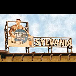 Laser-Cut Wood "Builts" Billboard - Assembled - Small, For N & HO -- Sylvania
