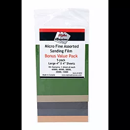 Micro Fine Assorted Sanding Film - Sheets - 4 x 4"10.2 x 10.2cm -- 1 Each: 15000-, 20000-, 30000-, 40000- & 60000-Grit