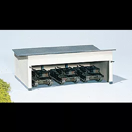 Military 3-Stall Vehicle Shed w/Open Front -- 7-5/8 x 6-5/64 x 2-59/64"19 x 15.2 x 7.3cm