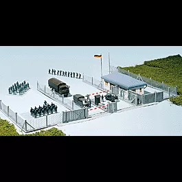 Military Guard Shack w/Entry Gate -- 5-9/32 x 2-7/8 x 2-1/8"13.2 x 7.2 x 5.3cm