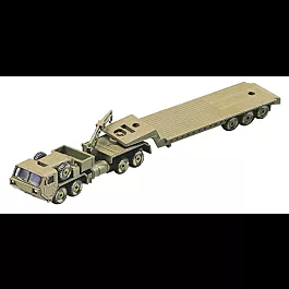 Military - US/NATO - Heavy Trucks -- HEMTT M983 Tractor w/Crane & 3-Axle Gooseneck Flatbed Trailer (Olive Drab)