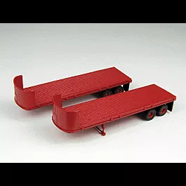 Mini Metals 32' Flat-Bed Trailer Set pkg(2) -- Red - No Lettering