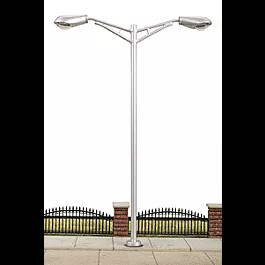 North American-Style Pin Socket System Street Light -- 70s-Era Double-Arm Boulevard Light