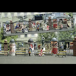 Nostalgic Scene Set w/Advertising Pillar