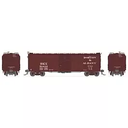 NYC 40' Steel Boxcar w/7-8 Corrugated Ends 4-Pack - Ready to Run -- Boston & Albany (Boxcar Red)