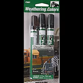 Paint Marker Set pkg(3) -- Track Weathering - Rail Brown, Railroad Tie Brown & Rust