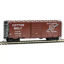 Pullman-Standard PS-1 40' Boxcar w/8' Door - Ready to Run -- Cotton Belt SSW #35048 (Built 1956, Boxcar Red, Blue Streak Logo)