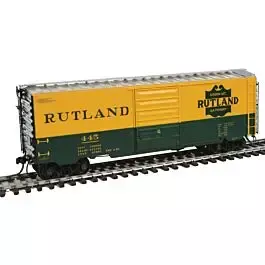 Pullman-Standard PS-1 40' Boxcar w/8' Door - Ready to Run -- Rutland #445 (Built 1957, Yellow & Green)