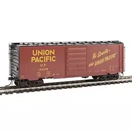 Pullman-Standard PS-1 40' Boxcar w/8' Door - Ready to Run -- Union Pacific #126238 (1957 Scheme, red oxide, black, Be Specific Slogan)