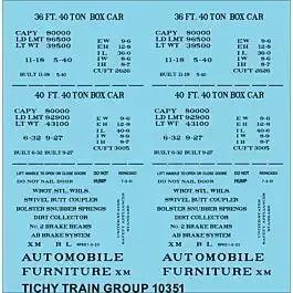 Railroad Decal Set -- 36' and 40' Wood Boxcar Data (black)