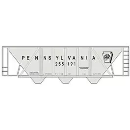 Railroad Decal Set 6 Pack -- Pennsylvania Railroad H-30 Covered Hopper (gray Car w/Shadow Keystone, Roman
